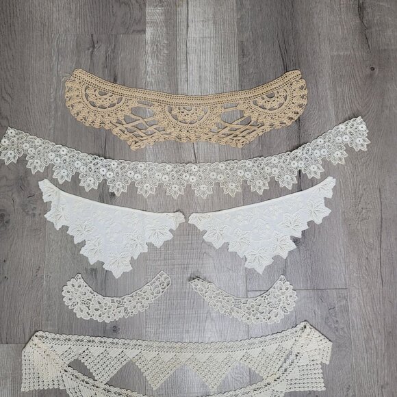Vintage Lace Collar & Trim Assortment 7 Pieces Beige & White Intricate Designs F - Picture 2 of 6
